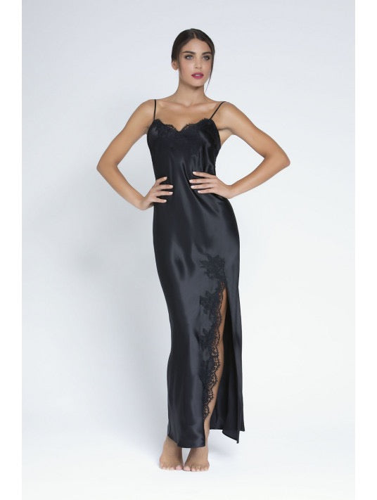 silk black dress lace